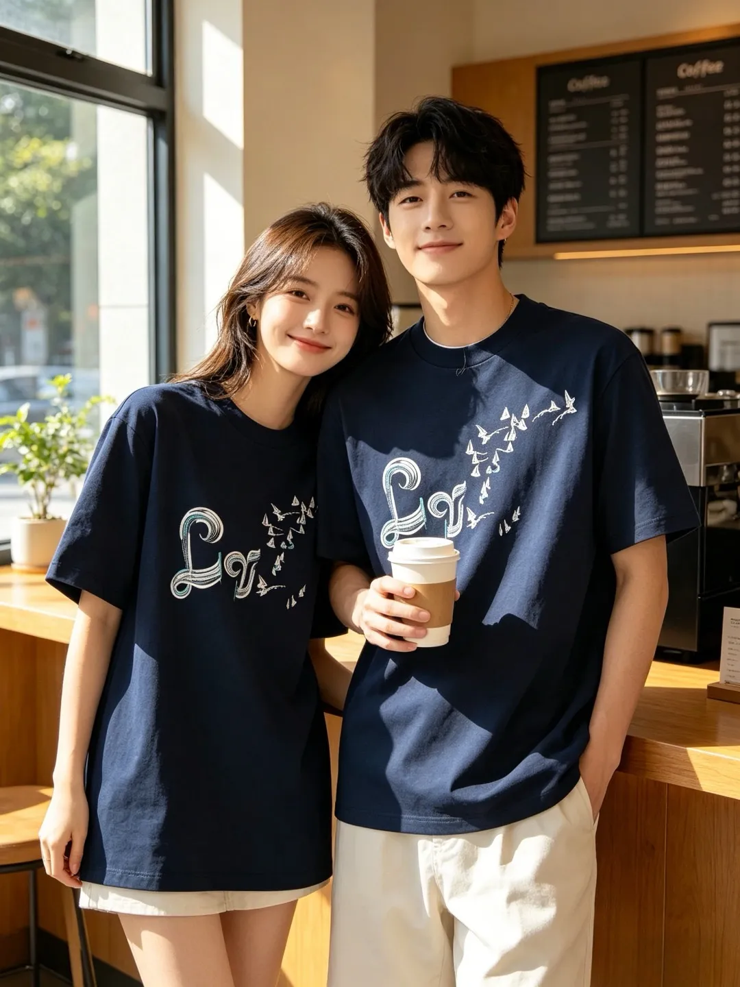 Louis Vuitton/Louis Vuitton gradient color thread sailboat and bird embroidery short sleeves